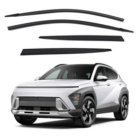 Safe Smoke Window Visor Sun Rain Vent Guard 4 Pcs Set Out Channel Visor Black Compatible with Hyundai Kona (Kona 2024~ Smoke)