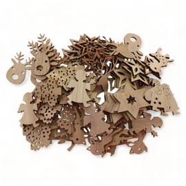 MIJOMA Stylish 72-Piece Wooden Confetti Christmas Decoration Set Nostalgic Table Decoration for Festive Occasions Versatile 4 cm Diameter for Creative Craft Projects