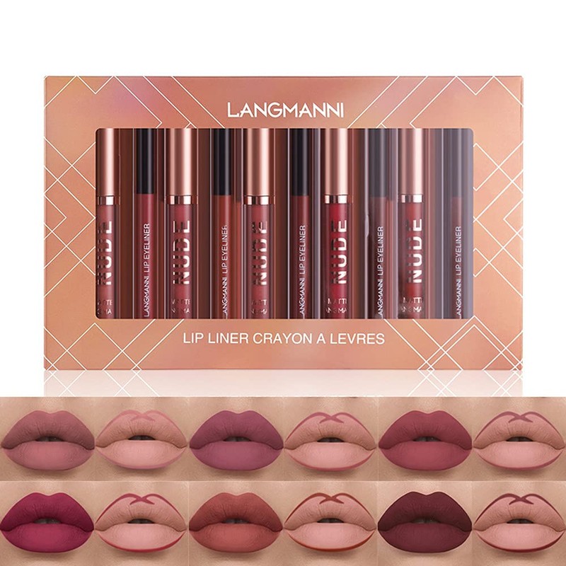 6 Pcs Velvety Matte Lip Gloss + lip Liner Set
