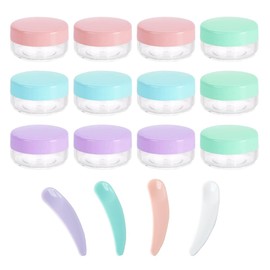 12 Pcs Cosmetic Containers, Travel Mini Pots with Lids, Cream Jar Mini Tins, Empty Plastic Cosmetic Jars, Travel Sample Containers for Makeup, Creams, Lotions, Travel, Transparent