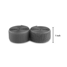 1 Inch Gray Hook & Loop Sew On Fastener - Non-Adhesive 1 Yd Length Nylon Hook & Loop Tape for Fabric - Military, Form Bags, Clothes, Shoes, Backpacks, DIY Craft