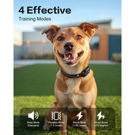 Dog Shock Collar with Remote - Dog Training Collar Waterproof, Rechargeable E Collar for Dogs Training with Vibration, Electric Shock, Beep, Security Lock, Shock Collar for All Breeds, Size