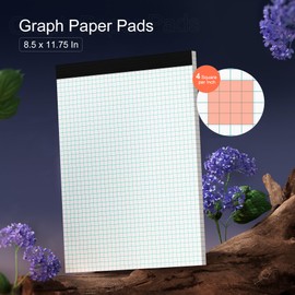 Graph Paper, Grid Paper 8.5 x 11 Graph Paper Pad, [2 Pack] Quad Ruled Grid Paper Pad, 4x4 Squared Legal Pad 30 Sheets per Quadrille Paper for School Office Supplies, Double-Printing, Easy Tear-Off