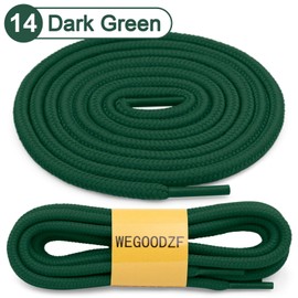 WEGOODZF Sports Shoes Coloured Round Shoelaces: 4 mm Thick Shoe Laces for Trainers, 14 Dark Green