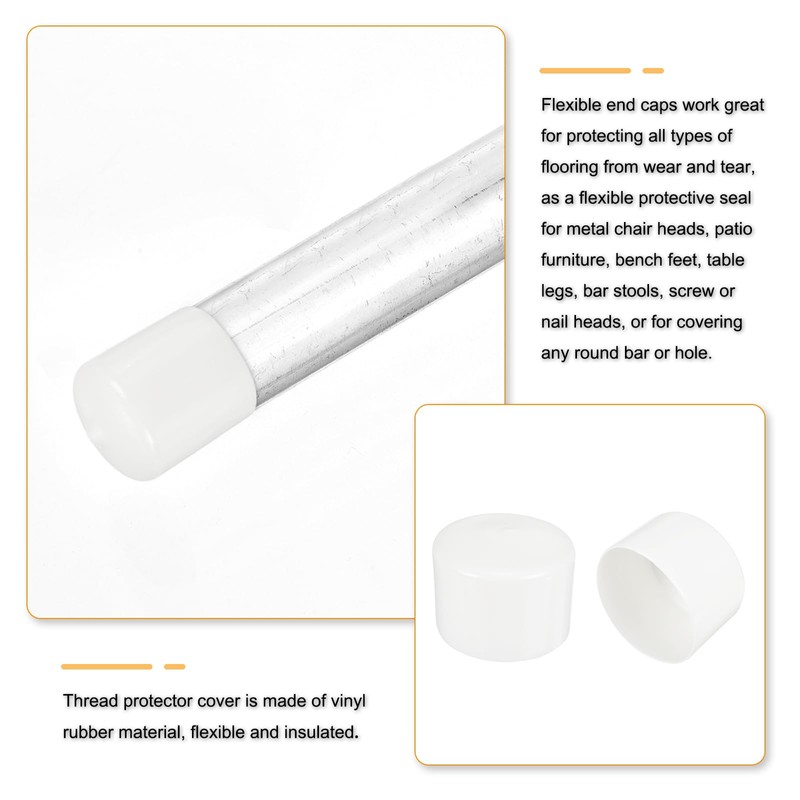 sourcing map 5pcs 70mm(2 3/4") Rubber End Caps, Round Vinyl
