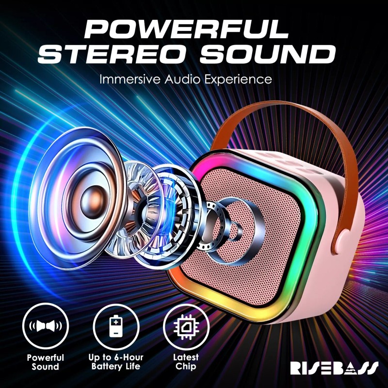 The Singing Machine Risebass Mini Karaoke Machine for Kids Adults,