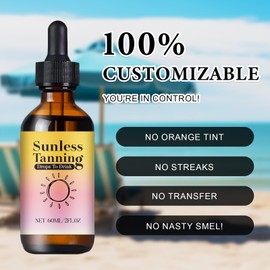 2PCS Self Tanning Drops, Natural New Sunless Tanning Drops Enhances Natural Skin Tone for Face and body with 1PCS White Massage Stick 60ML