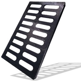 DuuMuut Cast Iron Drain Grate, 20x12 Outdoor Drain Cover, B Class Sewer Grate, Durable Heavy Duty Channel Grate, Black Rectangle Drainage Grate for Driveway, Concrete, Yard, Garage (19.7x11.8)