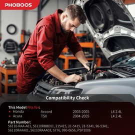 PHOBOOS Power Steering Pump Compatible with Acura TSX 2004-2005 L4 2.4L, Honda Accord 2003-2005 L4 2.4L, with Outlet, Smooth Steering, Low Noise, High Durability, Ref. 21-5415, 21-5341