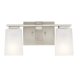 Kichler 55016NI Roehm Vanity, 2-Light 150 Total Watts, Brushed Nickel