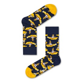 Mens and Ladies 1 Pair Happy Socks The Beatles Yellow Submarine Cotton Socks - Navy 4-7