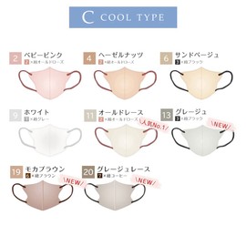 [KANEYAMA] CICIBELLAマスク 3Dマスク（10枚×2パック） シシベラ 立体マスク バイカラーマスク 不織布マスク くちばし 使い捨て 耳が痛くならない カラーマスク小顔マスク ＼冷感マスク追加／ (グレージュレース（冷感）)