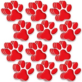 60 Pcs Mini Paw Prints Cutouts Accents Decor Bulletin Board Party Supplies for Kids Educational School Home(Red)