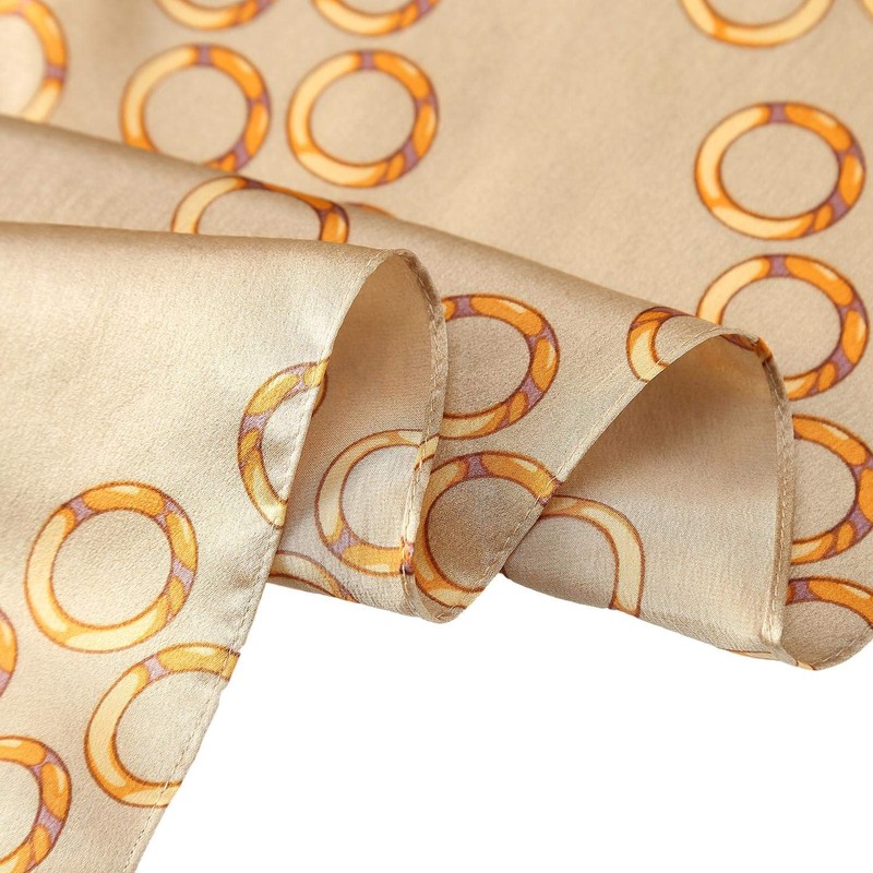 Bufanda larga de seda, estampado floral y gráfico, Blue Taupe