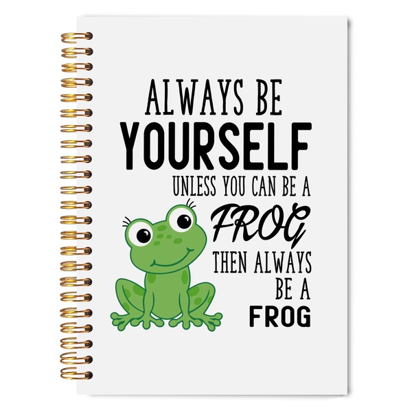 Welshower Funny Frog Inspirational Spiral Notebook Journal, Gifts for Frog