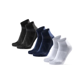 Danish Endurance Cycling Socks, Low Cut for Men & Women, 3 Pairs, Cycling Socks, Cycling Socks, Road Bike, Spinning, Breathable and Padded, Short, Black, Blue, White - EU 35-38