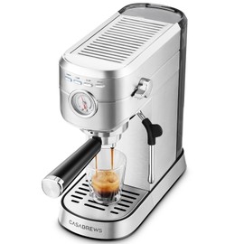 CASABREWS CM5418 Espresso Machine 20 Bar, Compact Espresso Maker with Steam Milk Frother, Stainless Steel Coffee Machine with 34oz Removable Water Tank for Cappuccino, Latte, Silver