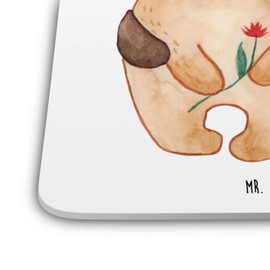 Mr. & Mrs. Panda 10er Set Untersetzer Set Bären Liebe - Geschenk, Verlobung, Umarmen, Blume, Silikon Untersetzer, Freundin, Untersetzer Filz,