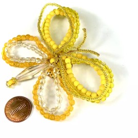 Handmade Czech Glass Beads 3.25 inch Butterfly Ornament Yellow Combination 1 piece CA040