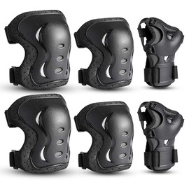 Kids Knee and Elbow Pads for Children Adult 6-In-1 Set,Skating pads Protective Gear for Rollerblading Cycling Skateboard Scooter Biking Riding (CC M)