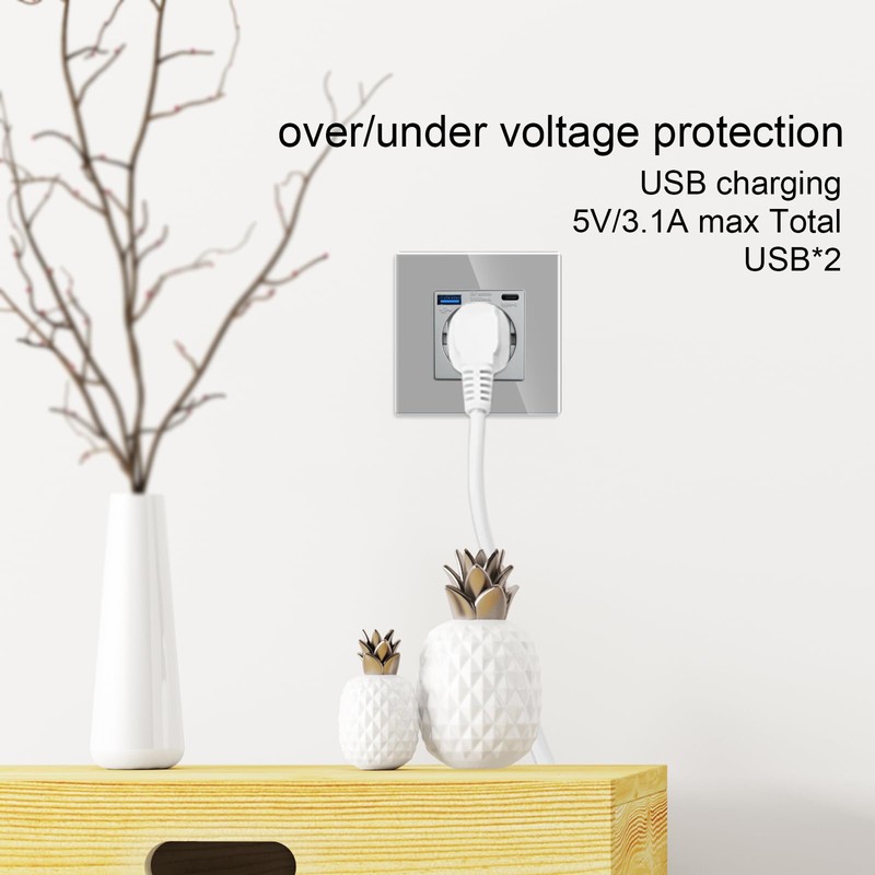 JIMEIDA Single Socket with USB 20 W Fast Charging Grey,