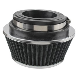 AUTOKAY Universal Clamp-On Air Filter Round Reverse Tapered Washable Filter 3 in/3.5 in/4 in Flange ID, 2.625 in (67 mm) Height, 6 in (152 mm) Base, 4.75 in Top, SPE-8161, Black