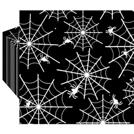 60 Pack Halloween Spider Web Paper Napkins – 13 x 13 Inch 2-Ply Disposable Black and White Spider Web Napkins for Halloween Party, Haunted House and Spooky Table Decorations