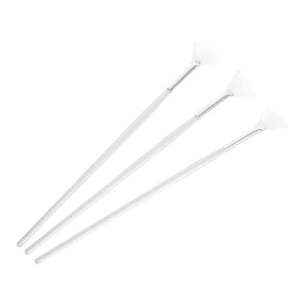 PACKOVE 3pcs Fan Shape Mask Brushes Long Handle DIY Skin