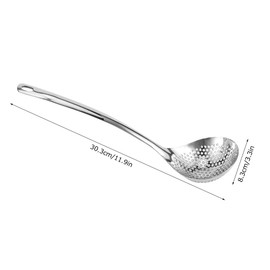 Pack of 2 Skimmer Slotted Spoons, 12 Inch Stainless Steel Foam Sieve Strainer Ladle with Hanging Hole, Skimmer Trowel for Cooking, Roasting, Draining, Sieving