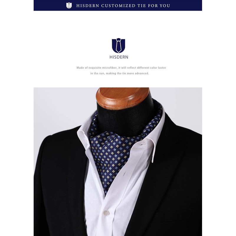 HISDERN Men's RC-01 Silk Ascot Tie, Neckerchief Scarf, Fashion Paisley