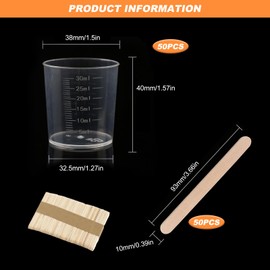 Messbecher Klein 30ml Kunststoff 50 Stk Mini Mischbecher ml Kleiner Messbecher Farbmischbecher mit 50 Stk Holzstäbchen für Mischen Farben Epoxiden