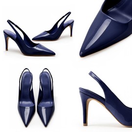 Slingback Heels for Women Pointed Toe Stiletto Heels Closed Toe Pumps Slip on High Heel Dress 2.95 inch Sapphire Blue10