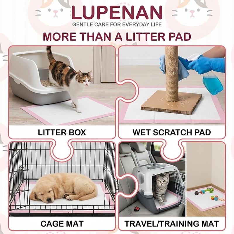 LUPENAN Cat Pee Pads,Super Absorbent,Odor Control with Lavender Scent,Multi Cat,16.9"x11.4"