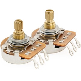 Musiclily Pro HD A500K+B500K Pots Brass Metric Split Short Shaft 6.5mm Audio Linear Taper Potentiometers for ST Tele PB JB Style Electric Guitar Bass (Set of 1A1B)