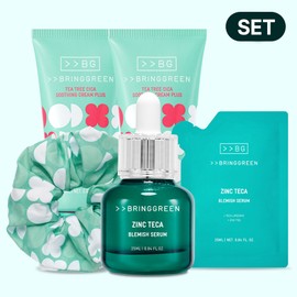 BringGreen [SET] Bring Green Zinc Tea Tree Trouble Serum 25ml+25ml Double Set + Tea Tree Cica Cream 60ml+60ml (DRP Collaboration)