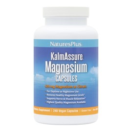 Natures Plus KalmAssure Magnesium - 240 Vegan Capsules - Highly Bioavailable Magnesium Citrate - Supports Nerve & Muscle Relaxation - 60 Servings