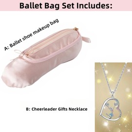CXYANG Pink Ballet Dance Recital Gifts for Girls, Ballet Slipper Pouch Ballerina Stuff Dancer Makeup Bag for Women (Necklace C)