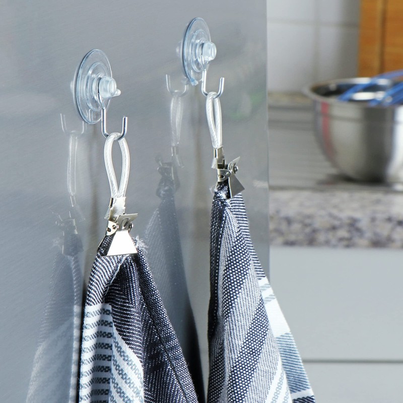 com-four® 20x Universal Suction Cup Holders with Metal Hooks -