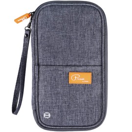 RFID Travel Passport Wallet, Family Passport Holder with Hand Strap, RFID Blocking Credit Card Wallet for Men & Women, Trip Document Organizer Fits Phone and Tickets, by VanFn P.Travel Series (Grey)