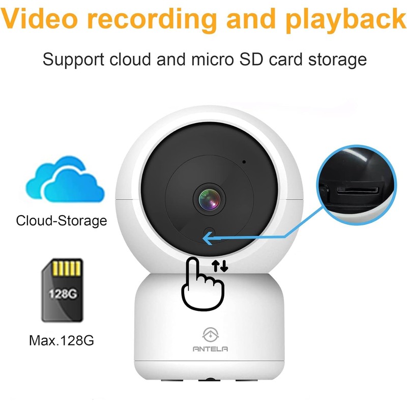 ANTELA 3MP Indoor Surveillance Camera, 2.4 GHz WLAN Camera, 2-Way