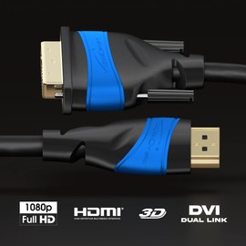KabelDirekt – Cable HDMI a DVI – 1,8 m (High-Speed Cable de Adaptador, Dual Link, 24+1 Pin, DVI-D, Full HD, 3D, 1920 x 1080, para conectar tarjetas gráficas con televisores), TOP Series