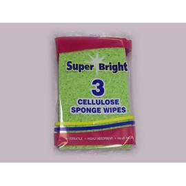 EGL Homecare Pack of 3 Coloured Super Absorbent Cellulose Sponge Wipes Cleaning Washing Up, SU101J-1