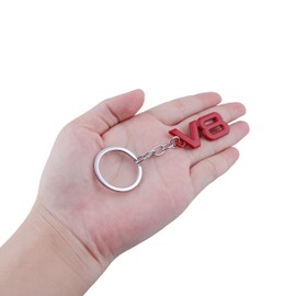 V8 Keychain for Car Keyring Decoration Badge V8 Emblem Sticker Pack of 2, red, Unit size