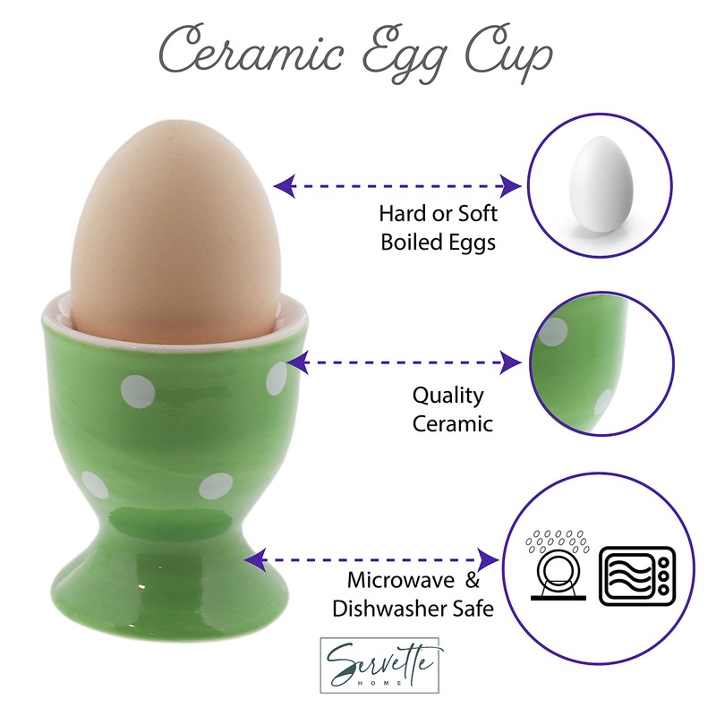 Ceramic Egg Cup With White Dots - Set of 2