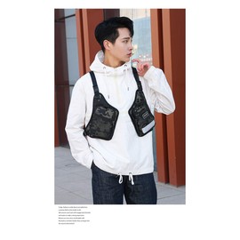 Brusttasche Hip Hop Verstellbare Crossbody-Tasche mit reflektierenden für Männer und Frauen, Fitness, Wandern, Radfahren, Camping, Klettern, Laufen Gr. One size, Schwarz