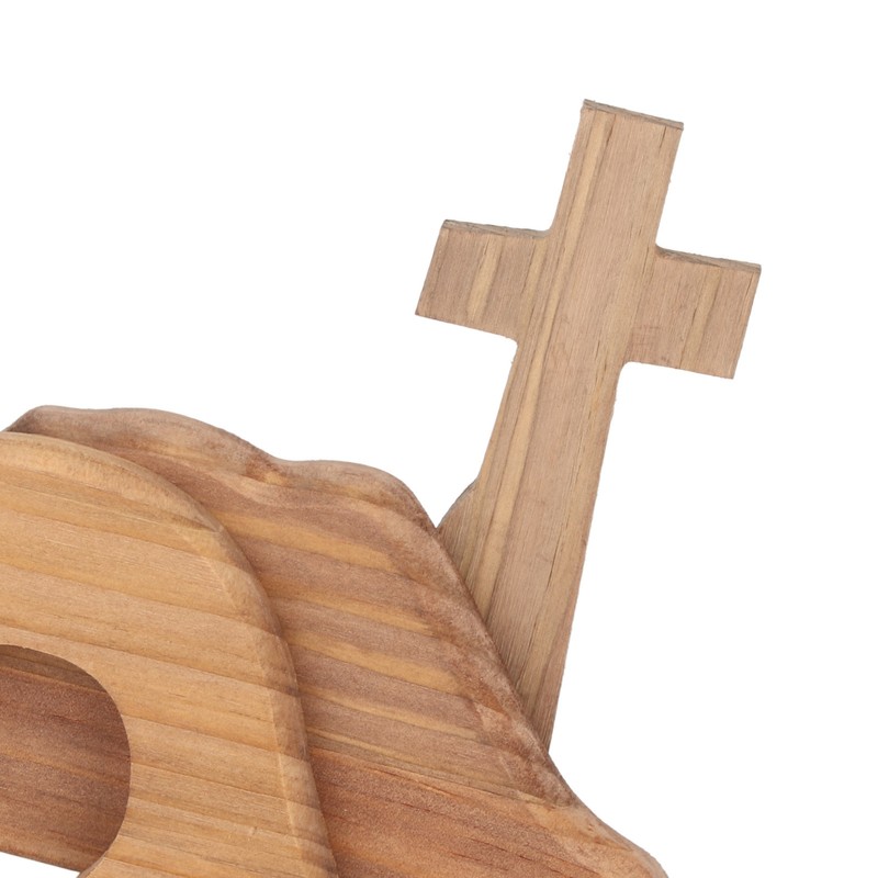 Easter Scene Decoration Handcrafted Wooden Empty Tomb Cross Decoration for