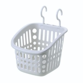 Hanging Bathroom Storage Basket – Wall-Mounted Plastic Organizer Bin for Toiletries, Makeup, Kitchen & More – Small Rectangle & Square – Beige & Gray White Options (Gray White, Small Square)