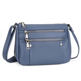 befen Genuine Leather Cross Body Bag for Women Blue Cell Phone Bag for Ladies Small Pocketbook Shoulder Bag for Girls with Detachable Strap