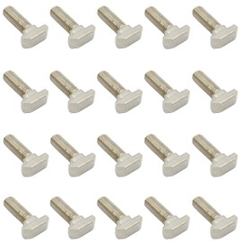 20 PCS M8 Thread T-Slot Drop-in Stud Sliding Screw Bolt, TTZEZE Heavy Duty Silver Tone Carbon Steel Nickel Plated Hammer Head Bolt T Shape Screws for European Standard 45 Series Aluminum Profile