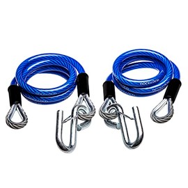 DocksLocks Trailer Safety Towing Cables, Self Coiling Weatherproof Vinyl Coated with Snap Hook Safety Latches, 48” Length, 2 Pack (3500 lbs Break Force)